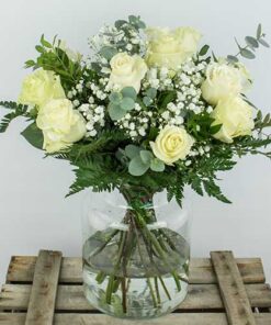 ramo docena 12 rosas blancas