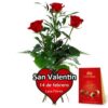 ramo tres rosas con bombone san valentin
