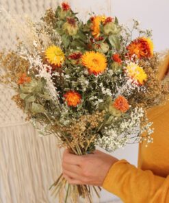 Bouquet Soleil flores secas y preservadas en mano
